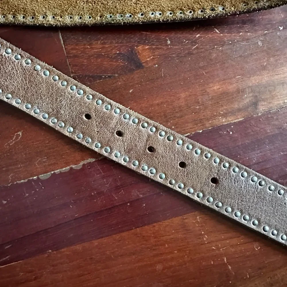 Calvin Klein Jeans Brown Studded Leather Belt Size Large